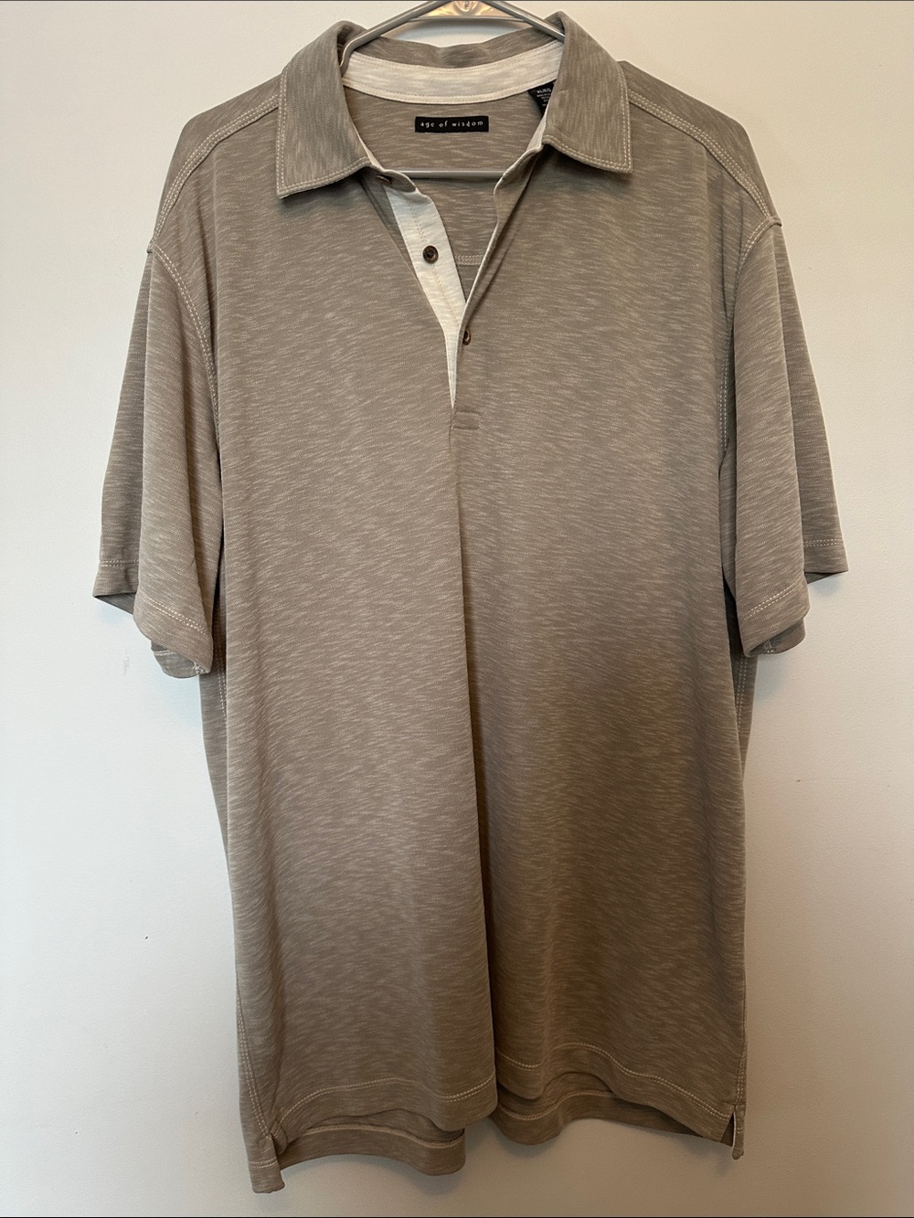 AllSaints Taupe Short-Sleeve Polo